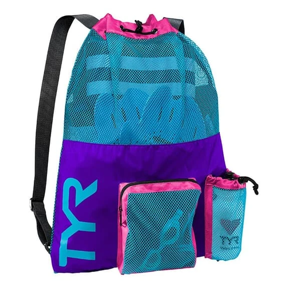 Borsa Da Piscina TYR Big Mesh Mummy 40L Blu Lilla 1 Borsa Da Piscina TYR Big Mesh Mummy 40L Blu Lilla