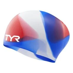 Cuffia Nuoto TYR Silicone Blu Bianco Rosso Bambini