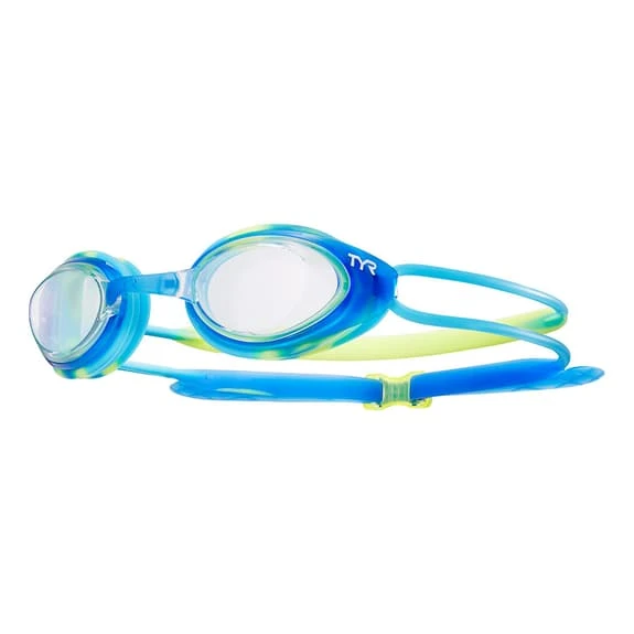 Occhialini Nuoto TYR Blackhawk Racing Blu Verde Con Lenti Trasparenti Bambini 1 Occhialini Nuoto TYR Blackhawk Racing Blu Verde Con Lenti Trasparenti Bambini
