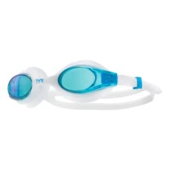 Occhialini TYR Big Swimple Bianco Con Lenti A Specchio Blu